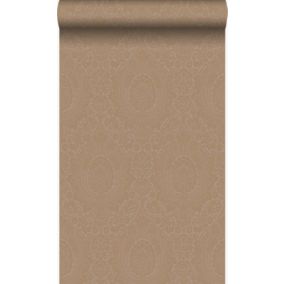 Origin Wallcoverings papier peint ornement taupe et bronze brillant - 53 cm x 10,05 m - 345429