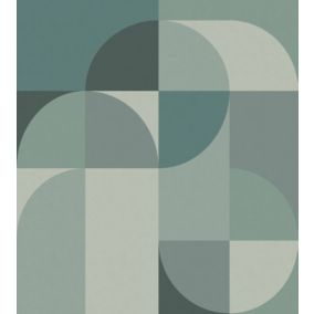 Origin Wallcoverings papier peint panoramique cercles de style Bauhaus turquoise grisé - 2.5 x 2.79 m - 357323