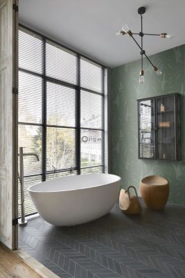 Origin Wallcoverings papier peint panoramique feuilles avec structure tissée vert - 200 x 300 cm - 357228