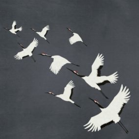 Origin Wallcoverings papier peint panoramique oiseaux de grue gris foncé - 3 x 3 m - 357235