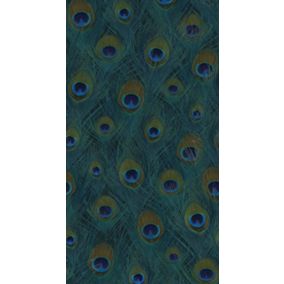 Origin Wallcoverings papier peint panoramique plumes de paon bleu canard - 150 x 279 cm - 357245