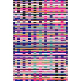 Origin Wallcoverings papier peint panoramique rayures graphiques turquoise, noir, violet, rose et blanc - 200 x 279 cm - 357203