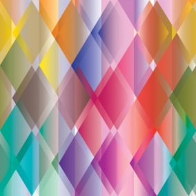 Origin Wallcoverings papier peint panoramique triangles colorés jaune, rose, rouge, violet et vert - 300 x 279 cm - 357201