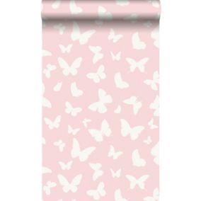 Origin Wallcoverings papier peint papillons rose brillant et blanc - 0,53 x 10,05 m - 347691