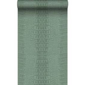 Origin Wallcoverings papier peint peau de crocodile vert grisé - 0,53 x 10,05 m - 347772