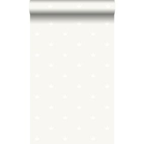 Origin Wallcoverings papier peint petites couronnes gris chaud et blanc - 0,53 x 10,05 m - 347703