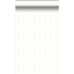 Origin Wallcoverings papier peint petites étoiles blanc mat et argent brillant - 53 cm x 10,05 m - 346828