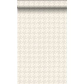 Origin Wallcoverings papier peint pied de poule blanc et argent - 53 cm x 10,05 m - 346842