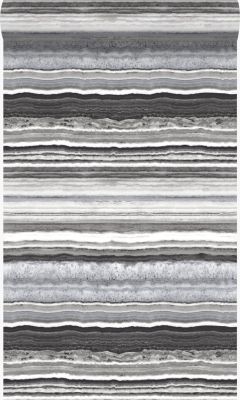 Origin Wallcoverings papier peint pierre de marbre en couches noir et blanc - 53 cm x 10,05 m - 337238