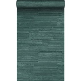 Origin Wallcoverings papier peint pierre naturelle brute rétro en appareil de panneresses vert émeraude - 53 cm x 10,05 m - 347578