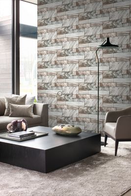 Origin Wallcoverings papier peint pierres de marbre marron clair - 53 cm x 10,05 m - 337255