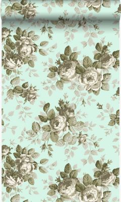 Origin Wallcoverings papier peint roses bleu canard - 53 cm x 10,05 m - 326143