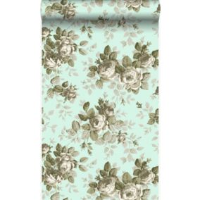 Origin Wallcoverings papier peint roses bleu canard - 53 cm x 10,05 m - 326143