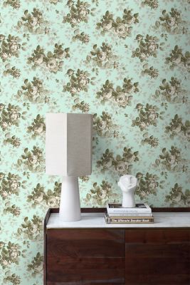 Origin Wallcoverings papier peint roses bleu canard - 53 cm x 10,05 m - 326143