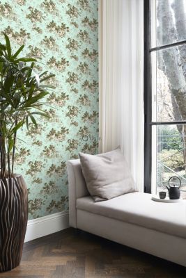 Origin Wallcoverings papier peint roses bleu canard - 53 cm x 10,05 m - 326143