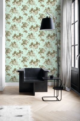 Origin Wallcoverings papier peint roses bleu canard - 53 cm x 10,05 m - 326143