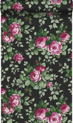 Origin Wallcoverings papier peint roses noir et rose - 53 cm x 10,05 m - 326140