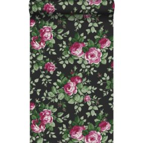 Origin Wallcoverings papier peint roses noir et rose - 53 cm x 10,05 m - 326140