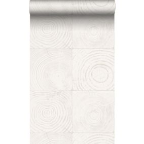 Origin Wallcoverings papier peint sections transversales des troncs d'arbres blanc d'ivoire - 53 cm x 10,05 m - 347546