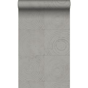 Origin Wallcoverings papier peint sections transversales des troncs d'arbres gris foncé - 53 cm x 10,05 m - 347548