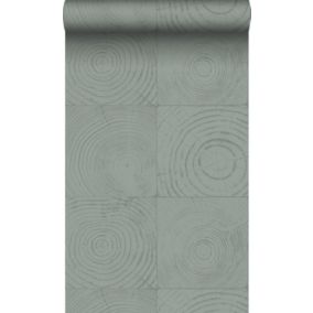 Origin Wallcoverings papier peint sections transversales des troncs d'arbres vert lagune - 53 cm x 10,05 m - 347547