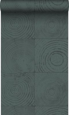 Origin Wallcoverings papier peint sections transversales des troncs d'arbres vert émeraude - 53 cm x 10,05 m - 347549
