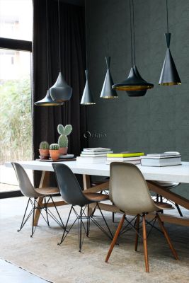 Origin Wallcoverings papier peint sections transversales des troncs d'arbres vert émeraude - 53 cm x 10,05 m - 347549