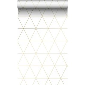 Origin Wallcoverings papier peint triangles graphiques blanc et or - 0,53 x 10,05 m - 347682