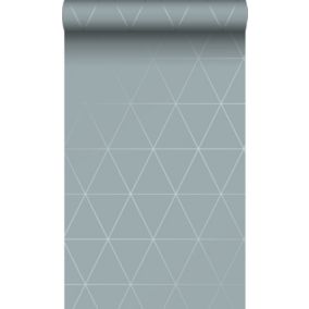 Origin Wallcoverings papier peint triangles graphiques bleu gris - 0,53 x 10,05 m - 347713