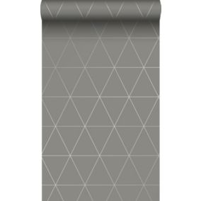 Origin Wallcoverings papier peint triangles graphiques gris chaud - 0,53 x 10,05 m - 347716