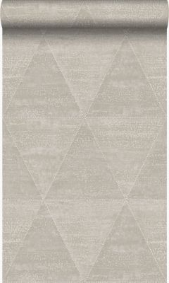 Origin Wallcoverings papier peint triangles métalliques vieillis, altérés et touchés argent chaud - 53 cm x 10,05 m - 347590