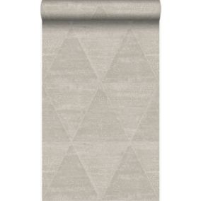 Origin Wallcoverings papier peint triangles métalliques vieillis, altérés et touchés argent chaud - 53 cm x 10,05 m - 347590