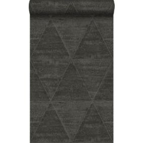 Origin Wallcoverings papier peint triangles métalliques vieillis, altérés et touchés noir - 53 cm x 10,05 m - 337605