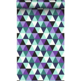 Origin Wallcoverings papier peint triangles violet et bleu azur lumière - 53 cm x 10,05 m - 347204