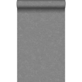 Origin Wallcoverings papier peint uni gris foncé - 53 cm x 10,05 m - 345945