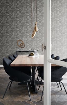 Origin Wallcoverings papier peint vieilles lettres imprimées en fer gris foncé - 53 cm x 10,05 m - 347591