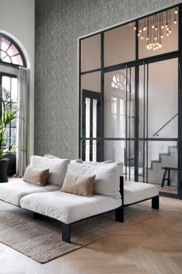 Origin Wallcoverings papier peint vieilles lettres imprimées en fer gris foncé - 53 cm x 10,05 m - 347591