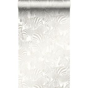 Origin Wallcoverings papier peint zèbres argent - 53 cm x 10,05 m - 346836