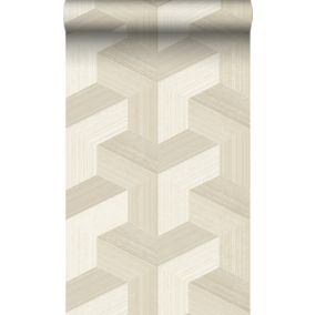 Origin Wallcoverings PP intissé éco texture graphique 3D beige clair - 0.53 x 10.05 m - 347948