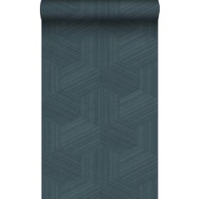 Origin Wallcoverings PP intissé éco texture graphique 3D bleu foncé - 50 x 900 cm - 347946