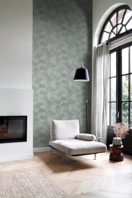 Origin Wallcoverings PP intissé éco texture graphique 3D bleu gris - 0.53 x 10.05 m - 347820