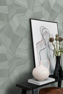 Origin Wallcoverings PP intissé éco texture graphique 3D bleu gris - 0.53 x 10.05 m - 347820