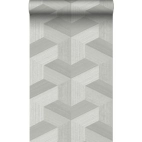 Origin Wallcoverings PP intissé éco texture graphique 3D gris - 0.53 x 10.05 m - 347947