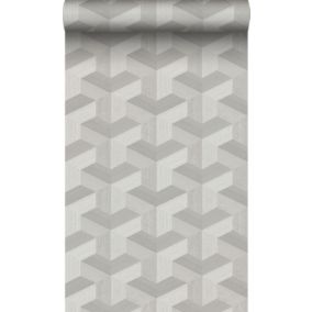 Origin Wallcoverings PP intissé éco texture graphique 3D gris - 50 x 900 cm - 347999