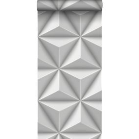 Origin Wallcoverings PP intissé éco texture graphique 3D gris clair - 0,53 x 10,05 m - 347815