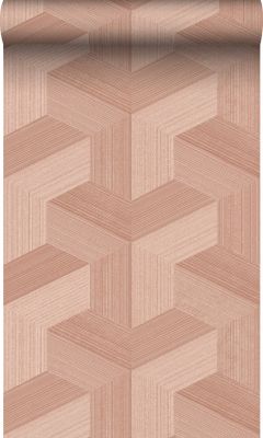 Origin Wallcoverings PP intissé éco texture graphique 3D rose terracotta - 0.53 x 10.05 m - 347950