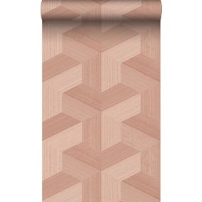 Origin Wallcoverings PP intissé éco texture graphique 3D rose terracotta - 0.53 x 10.05 m - 347950