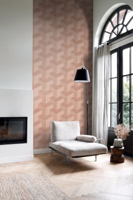 Origin Wallcoverings PP intissé éco texture graphique 3D rose terracotta - 0.53 x 10.05 m - 347950