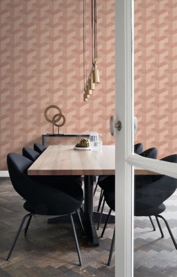 Origin Wallcoverings PP intissé éco texture graphique 3D rose terracotta - 0.53 x 10.05 m - 347950