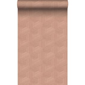 Origin Wallcoverings PP intissé éco texture graphique 3D rose terracotta - 50 x 900 cm - 347995